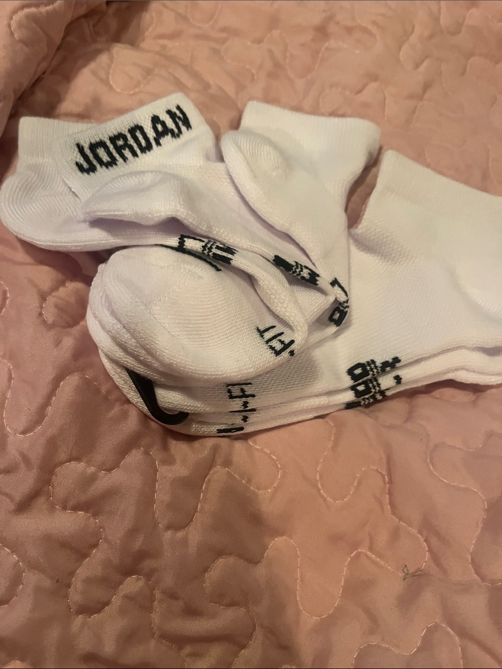 Jordan White Low-Cut Athletic Socks with Black Logo3 pair